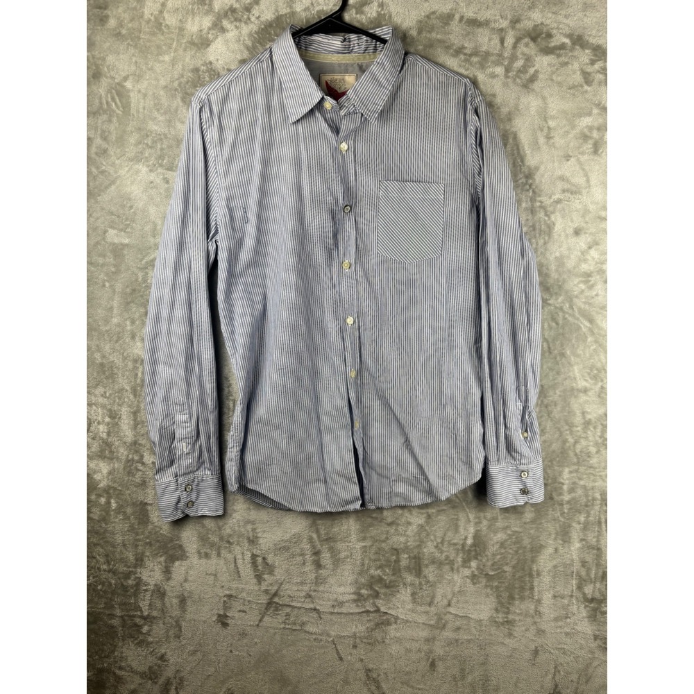 Heritage 1981 Mens Blue White Stripe Long‎ Sleeve Button Down Shirt Small